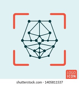Face scan icon. Scanning grid for biometric identity. Vector illustration.