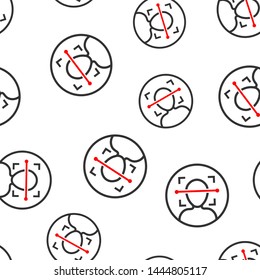 Face scan icon seamless pattern background. Facial id vector illustration on white isolated background. Identification algorithm business concept.