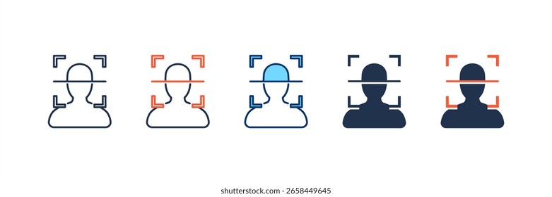 Ícone de Digitalização de face define coleção de vários estilos