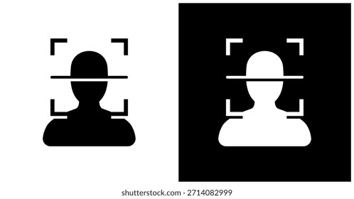 Icono de escaneo facial en fondo blanco y negro