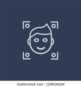 Face scan icon. Trendy flat vector line Face scan icon on dark blue background from smart home collection. 