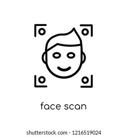 Face scan icon. Trendy modern flat linear vector Face scan icon on white background from thin line smart home collection, editable outline stroke vector illustration