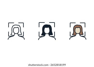 Iconos de escaneo facial aislados sobre fondo blanco. Diseño de estilo plano
