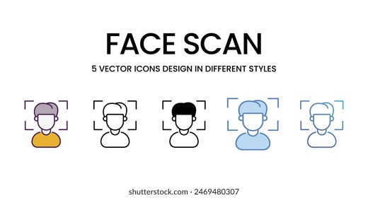 Face Scan iconos conjunto de Vectores ilustración de stock.