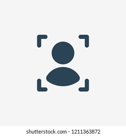 Face scan processing. User authorized vector illustration design element. Simple graphic design isolated on white background