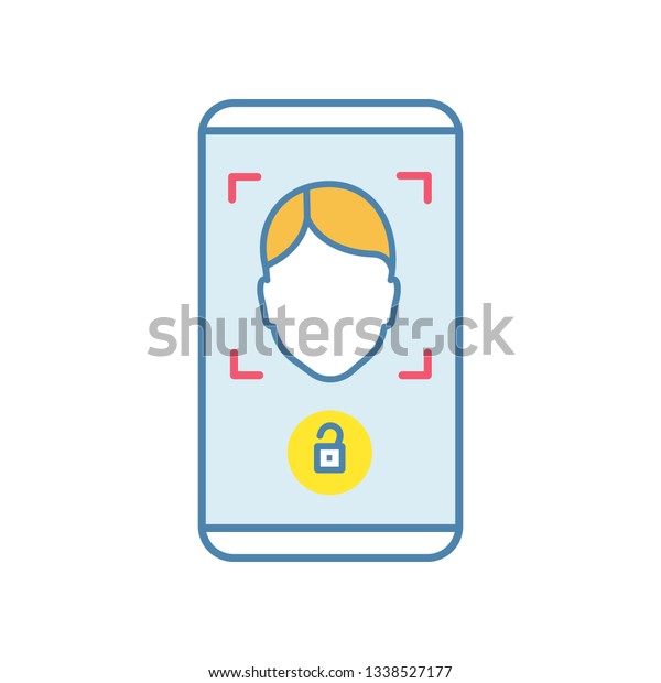 Face Scan Protection Mobile Application Color Stock Vector