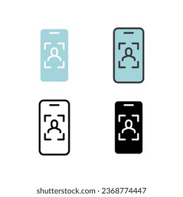 Escáner facial y autenticación facial para seguridad de bloqueo facial en smartphones. Tecnología biométrica de exploración facial. Icono de reconocimiento facial. Ilustración vectorial. Diseño en fondo blanco. EPS10