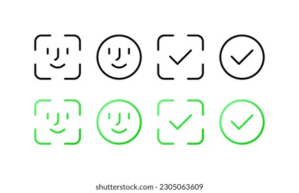Face scanner. Flat, color, face scanner icons. Vector icons.