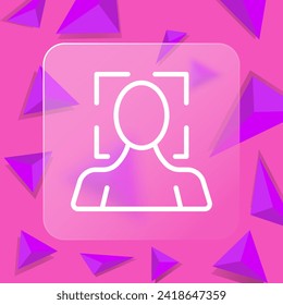 Icono de la línea del escáner de cara. Datos biométricos, contraseña, seguridad de la información, gadget, dispositivo, computadora. Estilo de glasmorfismo. Icono de línea de vector para negocios y publicidad