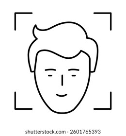 Face Scanner Line Icons. AI, Brain, Robot, Bot, Technology, Mind, AI Agent, Intelligent Icons Editable Stroke Vector Illustration