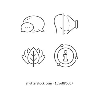 Face scanning line icon. Chat bubble, info sign elements. Phone Face id sign. Head recognition symbol. Linear face id outline icon. Information bubble. Vector