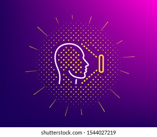 Face scanning line icon. Halftone pattern. Phone Face id sign. Head identification symbol. Gradient background. Face id line icon. Yellow halftone pattern. Vector