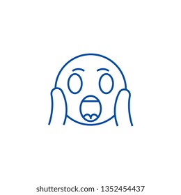 Face screaming emoji line icon concept. Face screaming emoji flat  vector symbol, sign, outline illustration.