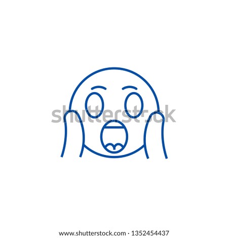 Face screaming emoji line icon concept. Face screaming emoji flat  vector symbol, sign, outline illustration.