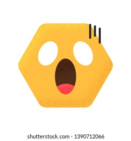 Face Screaming in Fear Emoji Hexagon Silhouette Vector Illustration Yellow