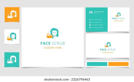 Face scrub logo design with editable slogan. Branding book and business card template.
