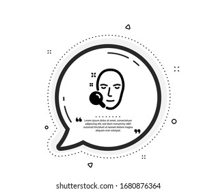 Icono de búsqueda de caras. Burbuja del discurso de cita. Signo de reconocimiento de cabezal. Marcas de cotización. Icono de búsqueda de cara clásica. Vector