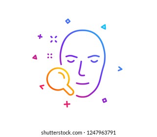 Face search line icon. Head recognition sign. Gradient line button. Face search icon design. Colorful geometric shapes. Vector