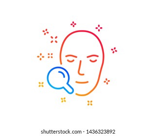 Face search line icon. Head recognition sign. Gradient design elements. Linear face search icon. Random shapes. Vector
