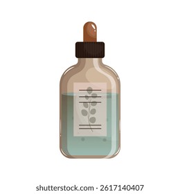 Face serum in bottle in flat design. Essence skin care product with pipette. Vector illustration isolated.