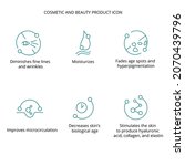 Face serum cosmetic and beauty product icon set for web, eco packaging design. Vector stock illustration isolated on white background.EPS10 