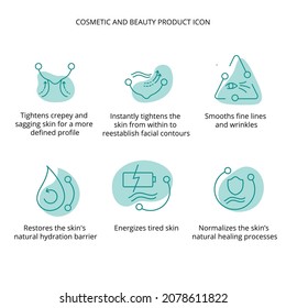 Face Serum Cosmetic And Beauty Product Icon Set For Web, Eco Packaging Design. Vector Stock Illustration With Abstract Elements Isolated On White Background. EPS10 