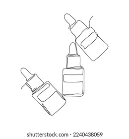 Face serum one line illustration. Skin care line drawing. Beauty vector design. 