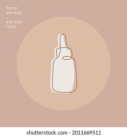 Face serum vector line icon. Self care body care linear icon. Cosmetic symbol. Beauty, fashion concept. Natural tone hue. Cosmetology accessories for label design, packaging. Hand cream linear sign.