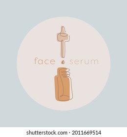 Face serum vector line icon. Self care body care linear icon. Cosmetic symbol. Beauty, fashion concept. Natural tone hue. Cosmetology accessories for label design, packaging. Hand cream linear sign.