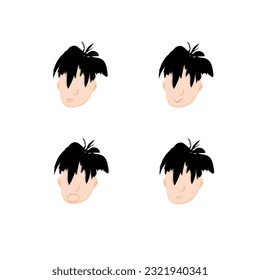 Face set with negative emotions sadness fright fear confusion flat design stock vector illustration for web, for print