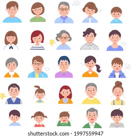 Face set of people of different ages