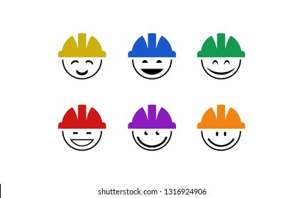 face set of worker with funny smile