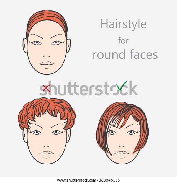Face Shape Alternative Hairstyles Round Faces Stock