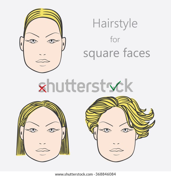 Face Shape Alternative Hairstyles Square Face Stock