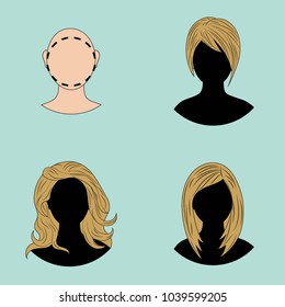 Face shapes. A set of different hairstyles for the face of a round type. Vector illustration.