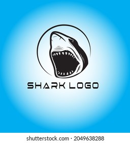face Shark logo and mascot isolated on white background - Vector
