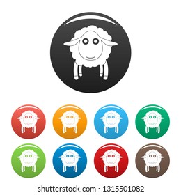 Face of sheep icons set 9 color vector isolated on white for any design