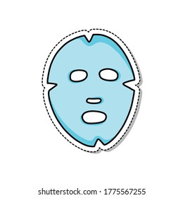 face sheet mask doodle icon, vector sticker illustration