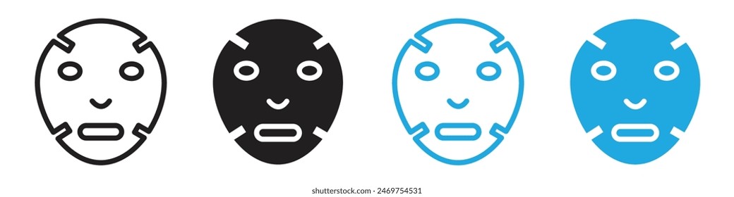 Icono de máscara de hoja de cara Vector de arte de línea