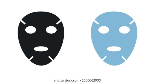 Conjunto de iconos de máscara de hoja de cara en versión negra y coloreada