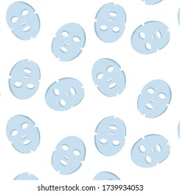 face sheet mask seamless doodle pattern, vector illustration