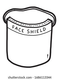 Face shield / cartoon vector and illustration, black and white style, isolated on white background