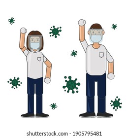 Gesichtsschild-Zeichen-Maske, Vektorgrafik-Impfstoff, Krankenhausinfektion