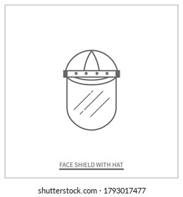 Face Shield with Hat Thin Icon. Transparent Plastic Mask Icon. Vector Illustration Design.