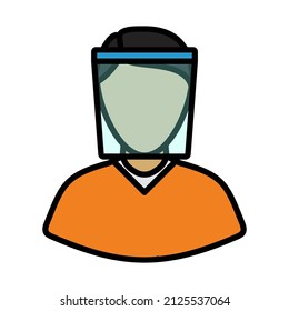 Face Shield Icon. Editable Bold Outline With Color Fill Design. Vector Illustration.