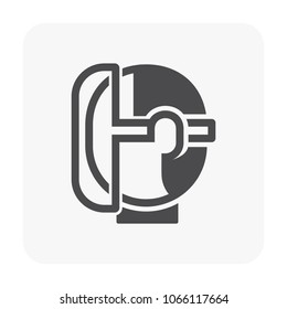 Face shield icon. Made from PVC transparent sheet or plastic. Know as personal protective equipment (PPE) for protect face from coronavirus infection, hazards, chemical splashes in medical, laboratory