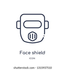 face shield icon from technology outline collection. Thin line face shield icon isolated on white background.