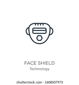 Face shield icon. Thin linear face shield outline icon isolated on white background from technology collection. Line vector sign, symbol for web and mobile