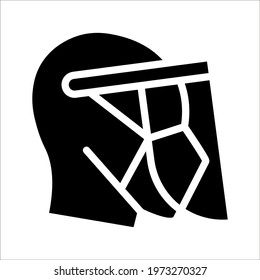Face shield icon. Transparent plastic mask. Protection from Covid-19. Vector illustration on white background.