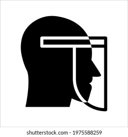 Face shield icon. Transparent plastic mask. Protection from Covid-19. Vector illustration on white background.